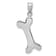 Rhodium Over 14k White Gold Solid 3D Polished Dog Bone Pendant