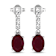 1.70ctw 14K White Gold Red Ruby and White Diamond Halo Earrings