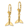 14k Yellow Gold Small Whale Tail Dangle Earrings