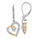 14k Yellow Gold and 14k White Gold Diamond Heart Dangle Earrings