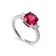 Red Lab Created Ruby Rhodium Over Sterling Silver 3-Stone Ring