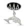 Sterling Silver LogoArt Delta Delta Delta Oval with Dolphin Dangle Bead