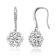 CZ Snowflake Cluster Drop Earrings In White Rhodium Over Brass