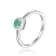 Rhodium Over Sterling Silver Round Emerald and Moissanite Halo Ring
