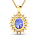 Blue Tanzanite and White Diamond 14K Yellow Gold Halo Pendant with Cable
Chain 3.75ctw
