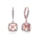 Morganite Color CZ Halo Drop Earrings In 18K Rose Gold Over Sterling Silver