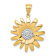 14K Two-tone Gold  Textured Sunflower Pendant