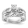 Rhodium Over 14K White Gold Diamond Trio Engagement Ring 0.13ctw