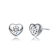Heart CZ Stud Earrings In White Rhodium Over Brass
