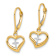 14k Yellow Gold and 14k White Gold Polished Cross in Heart Dangle Earrings