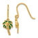 14k Yellow Gold Polished and Textured Green Enameled Palm Tree Dangle Earrings