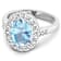 2.5ctw Blue Aquamarine and Diamond 14K White Gold Halo Ring