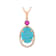 Turquoise, Lab Pink Sapphire And White Topaz Pendant Necklace In 18K
Rose Gold Over Sterling Silver