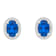 7x5mm Oval Created Sapphire And Created White Sapphire 10k White Gold
Halo Stud Earrings