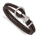 Brown Braided Leather and Stainless Steel Polished 8-inch Bracelet