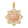 14k Two-tone Gold Diamond-Cut and Textured Sunflower Pendant