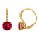 10K Yellow Gold Pink Topaz and Diamond Leverback Earrings 2.76ctw