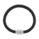 Black Leather and Stainless Steel Polished 8.5-inch Bracelet