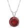 8mm Round Garnet Rhodium Over Sterling Silver Pendant With Chain