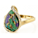 Multi-Color Blended Turquoise Pear And White Zircon Ring In 18K Gold
Over Sterling Silver 0.19ctw