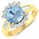 3.33ctw Blue Aquamarine and Diamond 14K Yellow Gold Halo Ring