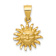 14k Yellow Gold Satin Diamond-Cut Sun Pendant