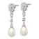 Rhodium Over Sterling Silver  8-9mm White FWC Pearl Cubic Zirconia Post
Dangle Earrings