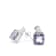 Purple Amethyst and White CZ Octagon Stud Sterling Silver Earrings