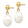 10k Yellow Gold 7-8mm White Rice Freshwater Cultured Pearl Dangle Earrings