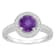 7mm Round Amethyst 1/5 ctw Diamond Rhodium Over Sterling Silver Halo Ring