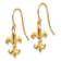 14k Yellow Gold Polished Fleur De Lis Dangle Earrings