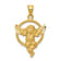 14k Yellow Gold Satin and Diamond-Cut Angel in Circle Pendant
