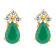 6x4mm Pear Shape Emerald with Diamond Accents 14k Yellow Gold Stud Earrings