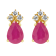 6x4mm Pear Shape Ruby with Diamond Accents 14k Yellow Gold Stud Earrings