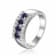 Oval Blue Sapphire and Round Moissanite Sterling Silver Wide Band Ring