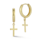Bellissima Gold 14K Yellow Gold Cross Charm Huggie Hoop Earrings