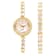 Croton Svelte Gold Tone Bolero Cubic Zirconia Watch and Bracelet Set