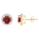 6mm Round Garnet And Created White Sapphire 10k Yellow Gold Halo Stud Earrings