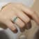 Green Emerald and Moissanite Sterling Silver 3-Stone Ring