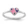 Rhodium Over Sterling Silver Pink and Purple Enameled Heart Children's Ring