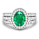 1.97ctw Green Emerald and Diamond 14K White Gold Halo Ring