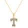 White Diamond Accent 10k Yellow Gold T Initial Pendant With 18” Rope Chain