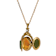 Yellow Base Metal Oval Jade Double Locket Necklace 28"