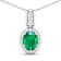 1.65ctw 14K White Gold Zambian Emerald and White Diamond Pendant with 18
inch Cable Chain