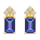 6x4mm Emerald Cut Tanzanite with Diamond Accents 14k Yellow Gold Stud Earrings