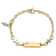 14k Yellow Gold and 14k White Gold Baby Polished Textured Cross ID Bracelet