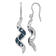 Rhodium Over Sterling Silver Long Twirl Crystal Wave Dangle Earrings