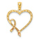 14k Two-tone Gold Pink Ribbon with Textured Heart Pendant