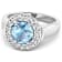 2.38ctw Blue Aquamarine and Diamond 14K White Gold Halo Ring
