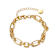 Pave CZ Link Chain Bracelet In 14K Gold Over Brass